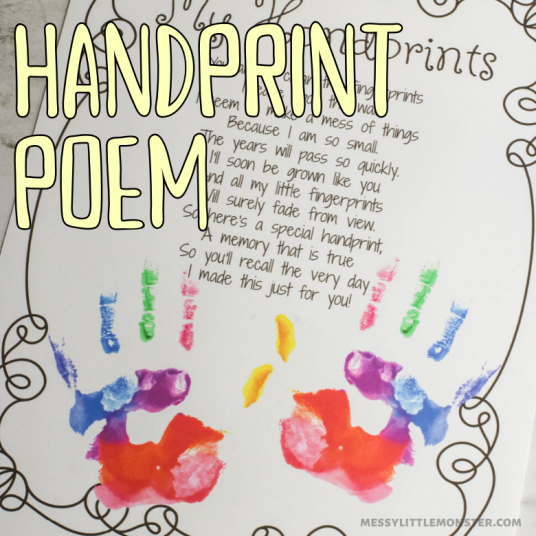 Handprint poem printatble